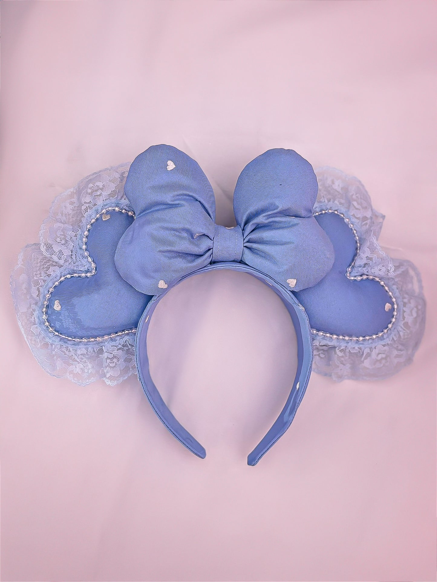 Blue/ White Heart Ears