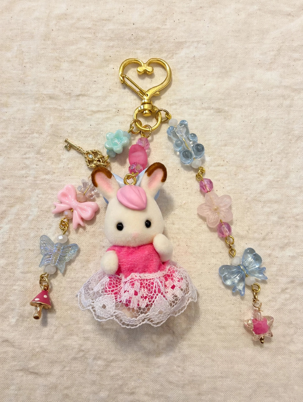 Pink Lace Bunny Bag Charm