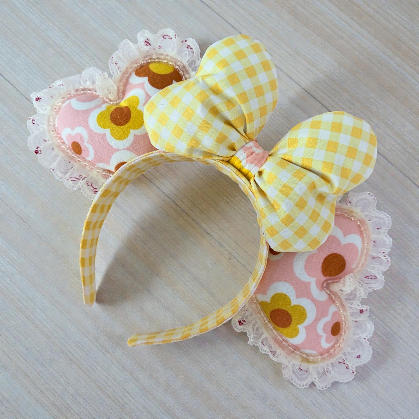 Sunshine Gingham Heart Ears