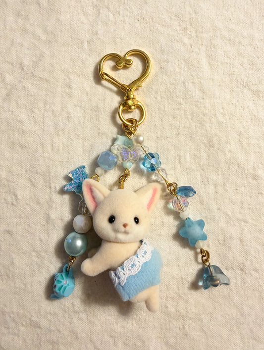 Blue Lace Cat Bag Charm