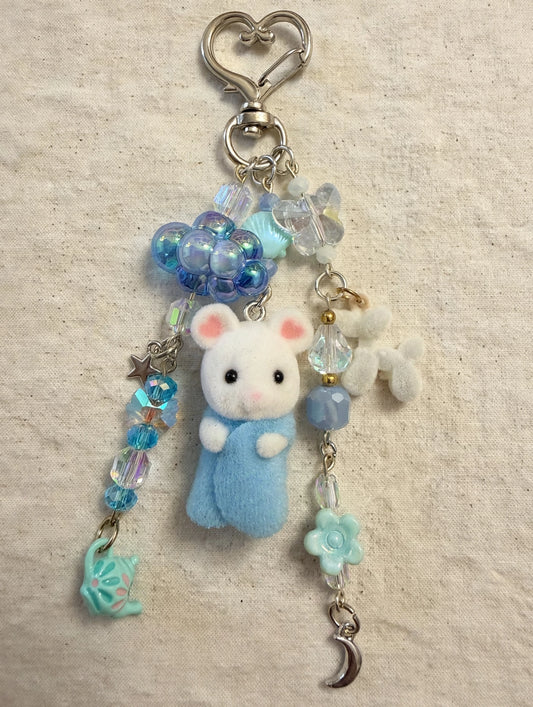 Blue Towel Mouse Bag Charm