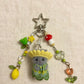 Flower Hat Grey Cat Bag Charm