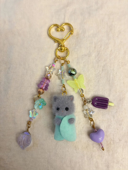Mint Towel Cat Bag Charm
