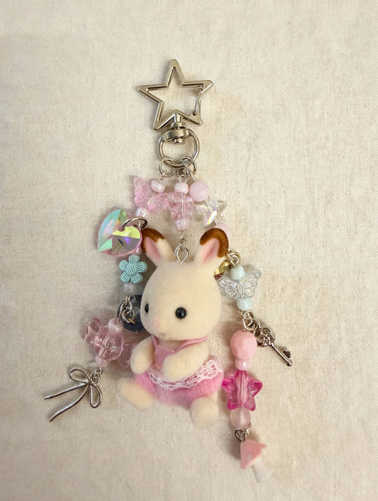 Pink Dress Bunny Bag Charm