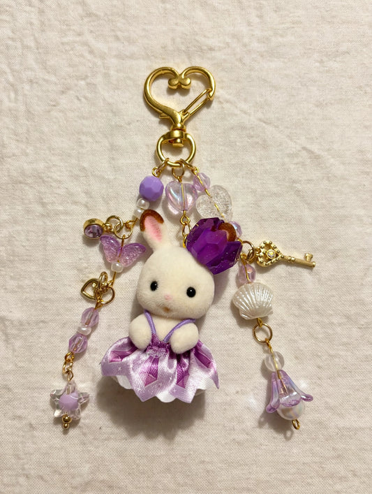 Purple Bunny Bag Charm