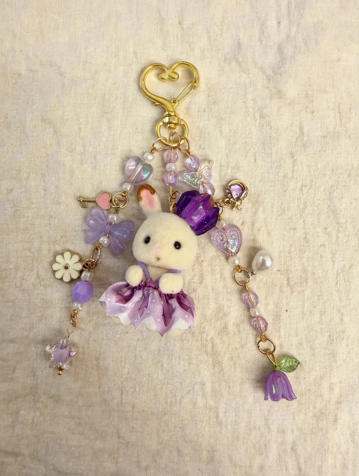 Purple Dress Bunny Bag Charm