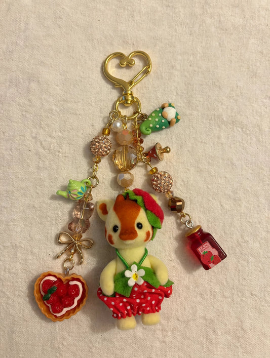 Strawberry Giraffe Bag Charm