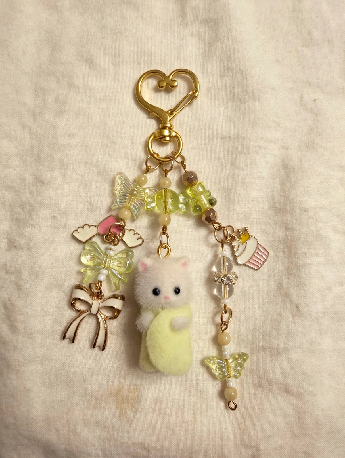 Yellow Towel Cat Bag Charm