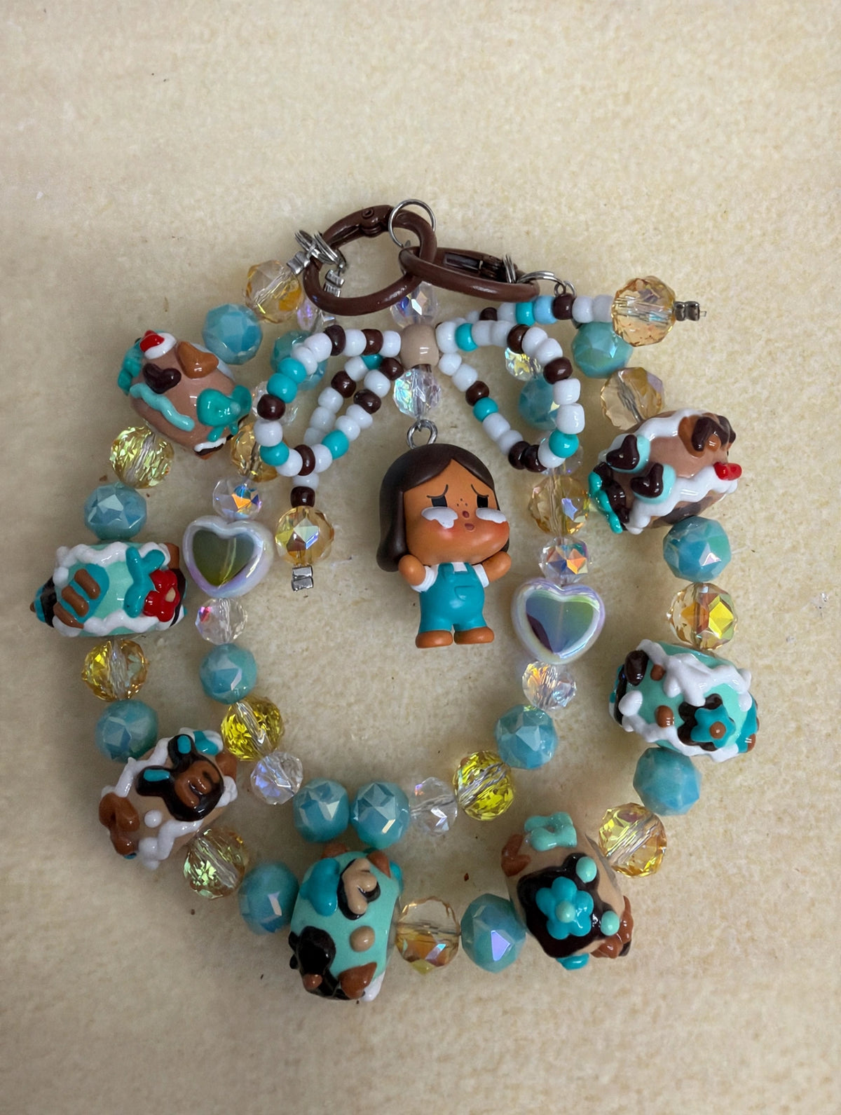 Teal Overalls Phone Charm
