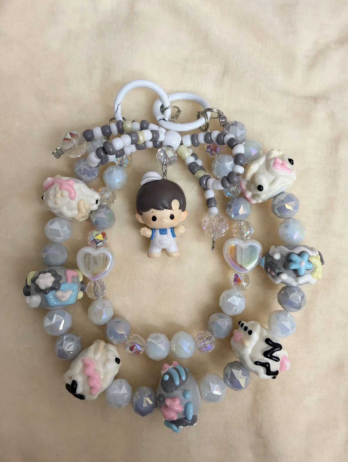 Grey Overalls Phone Charm