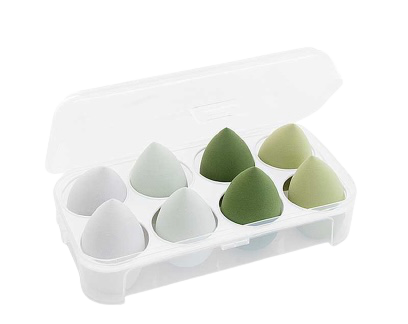COSMETIC BEAUTY MAKE UP 8 PC TONE SPONGE SET WITH CLEAR BOX GREEN